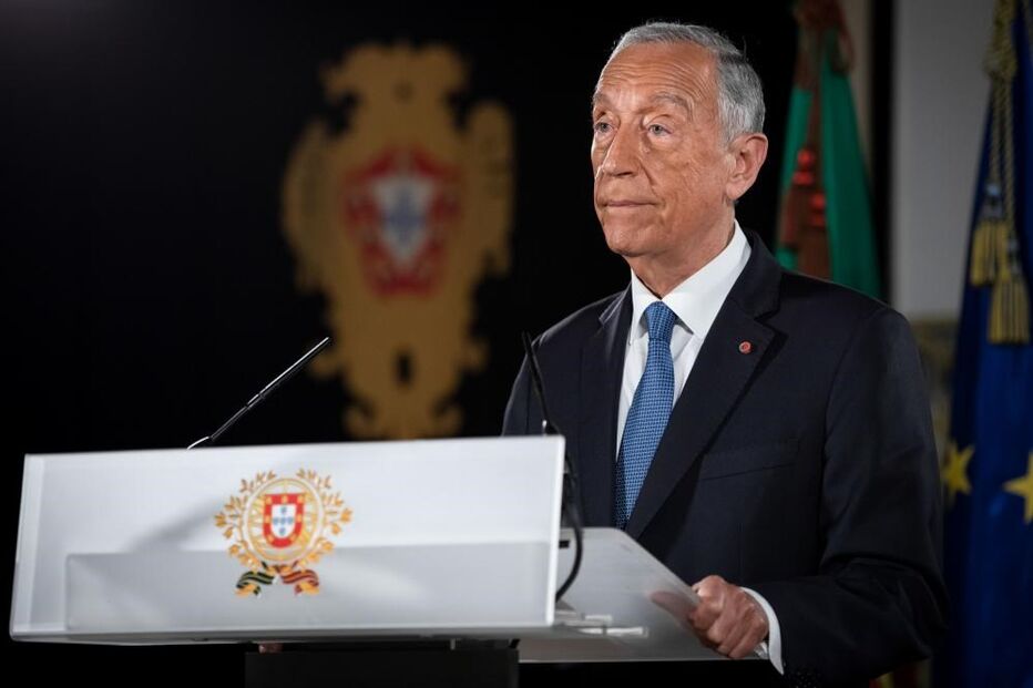 O Presidente da República, Marcelo Rebelo de Sousa, fala ao país sobre a renovação do estado de emergência no contexto do combate à covid-19 no Palácio de Belém, Lisboa, 25 de fevereiro de 2021.