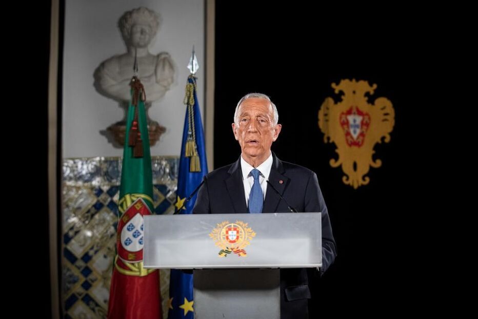 O Presidente da República, Marcelo Rebelo de Sousa, fala ao país sobre a renovação do estado de emergência no contexto do combate à covid-19 no Palácio de Belém, Lisboa, 25 de fevereiro de 2021.