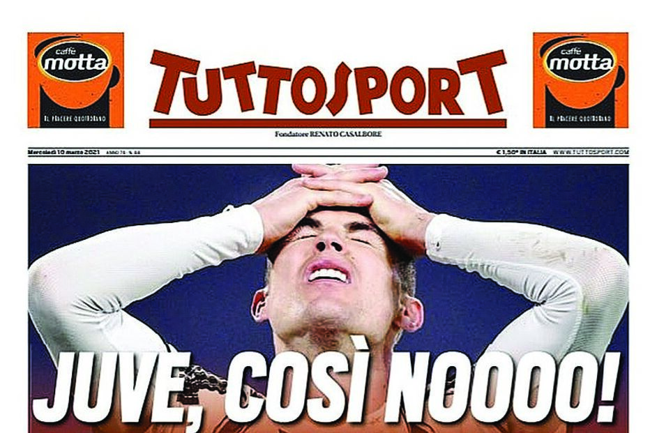 ‘Tuttosport’ é um jornal sediado em Turim. Atribuiu 4,5 (em 10) a  Ronaldo, que teve “uma noite não”