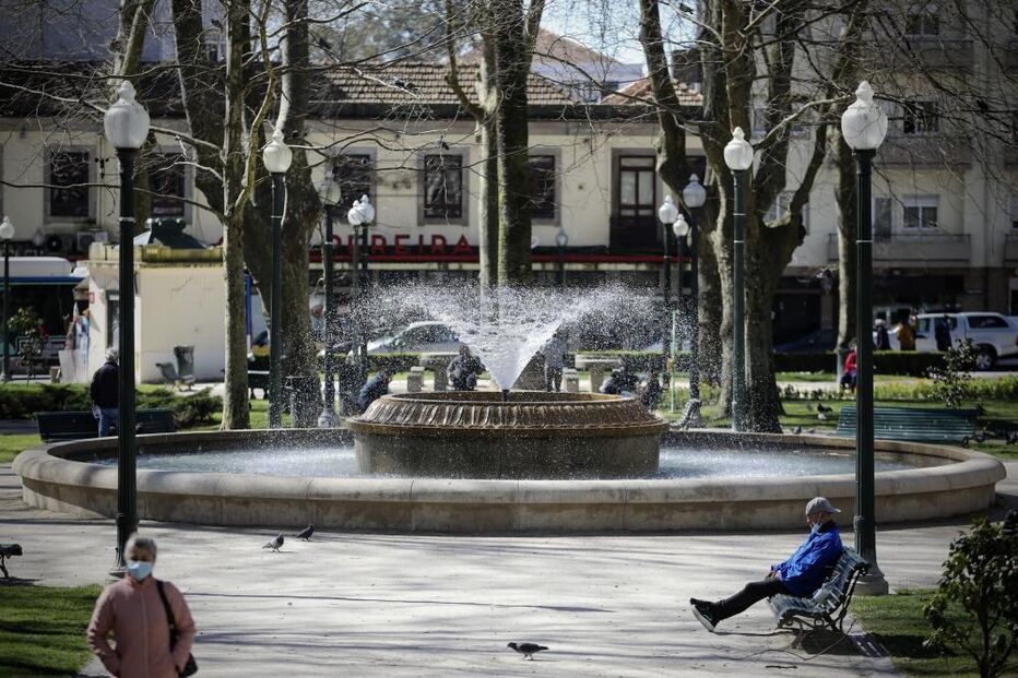 Bancos de jardins do Porto cheios de pessoas a usufruir de sol e liberdade 