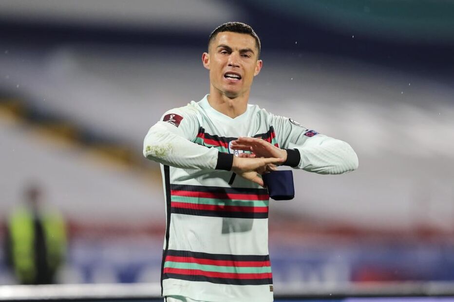 Ronaldo no jogo entre POrtugal e Sérvia 