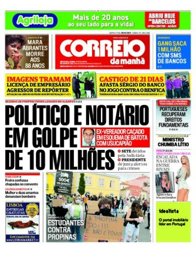 Capa de quinta-feira, 29 de abril de 2021