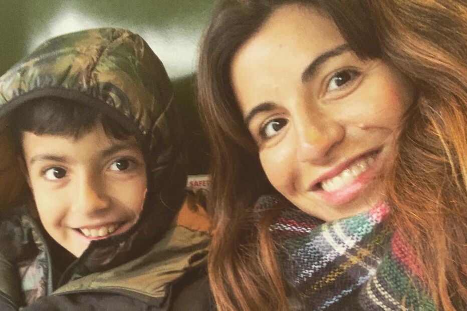 Gianinna Maradona com o filho Benjamin