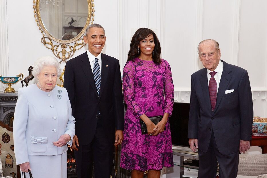 A rainha Isabel II e o Príncipe Filipe com Barack e Michelle Obama