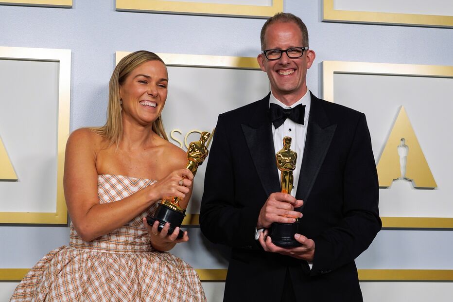 Dana Murray e Pete Docter, vencedores do melhor filme de animação com
