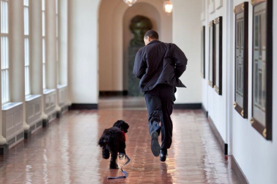 Barack Obama com o cão Bo