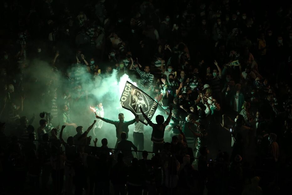 Festejos dos adeptos do Sporting