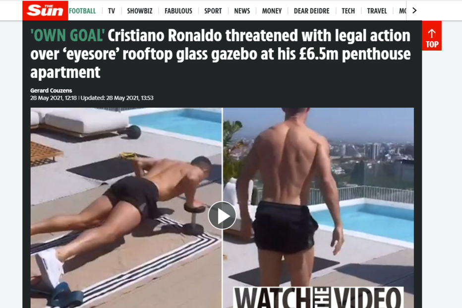 Casa de Ronaldo em destaque na imprensa britânica