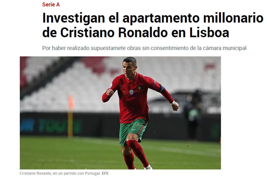 Casa de Ronaldo em destaque na imprensa espanhola