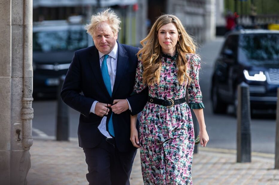 Boris Johnson com a mulher, Carrie Symonds