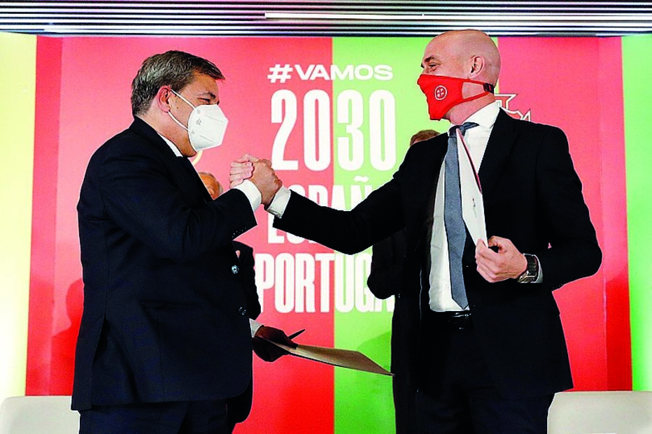 Fernando Gomes (FPF) e Luis Rubiales (RFEF)