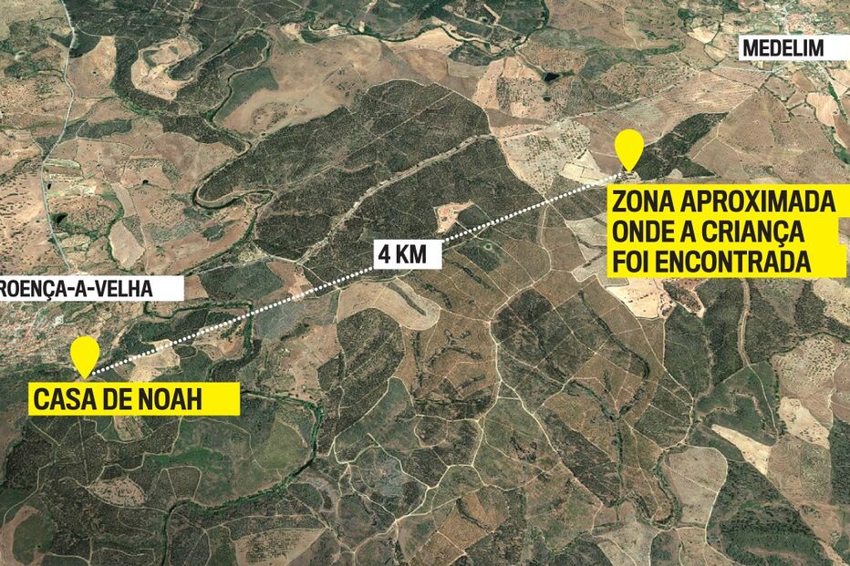 Mapa mostra área onde Noah foi encontrado