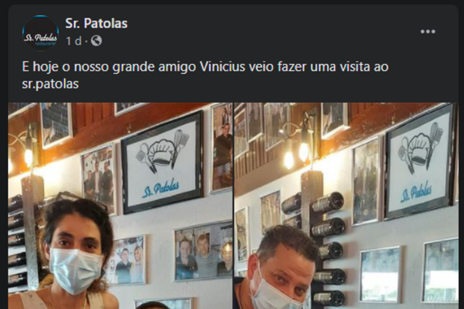 Carlos Vinícius que devia cumprir quarentena apanhado em restaurante na Margem Sul