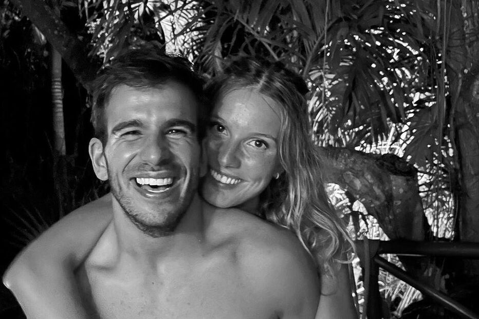 Jani Gabril com o namorado André Santos