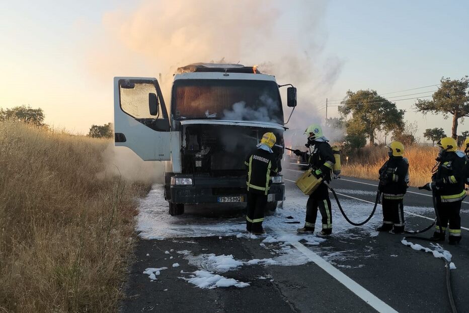 Camião carregado de madeira arde no IC1 em Grândola