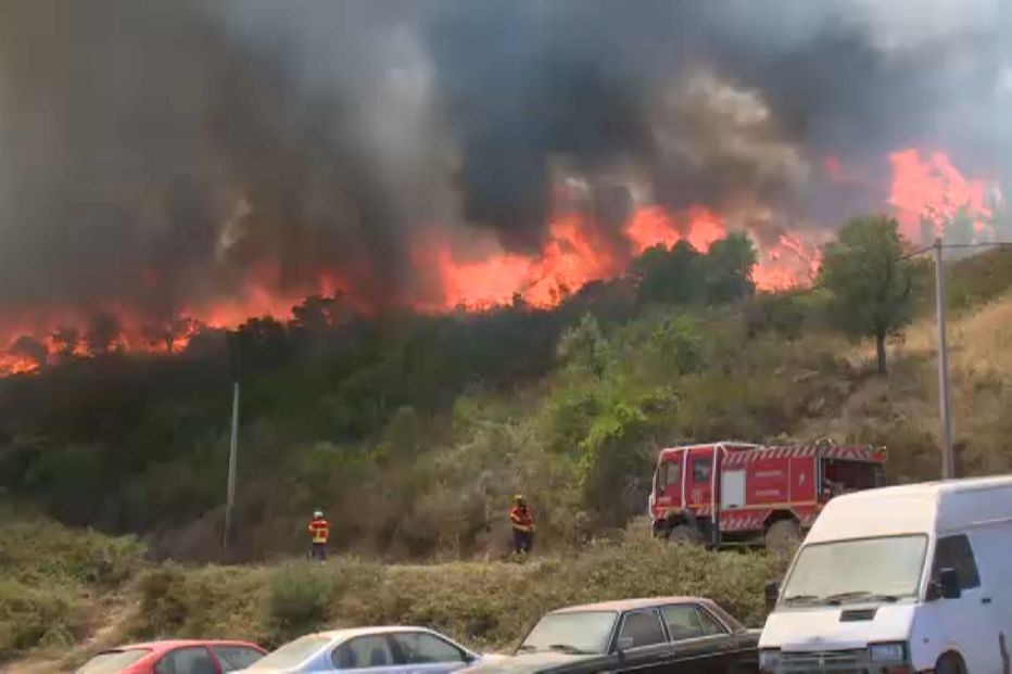Violento incêndio consome zona de floresta em Monchique