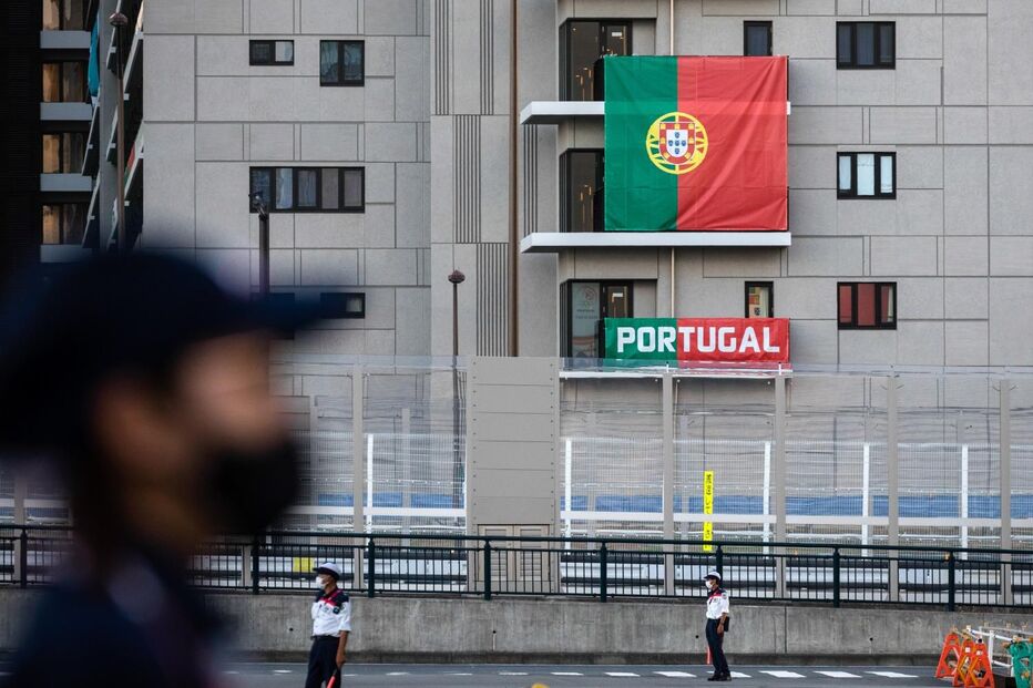 Bandeira de Portugal na aldeia olímpica