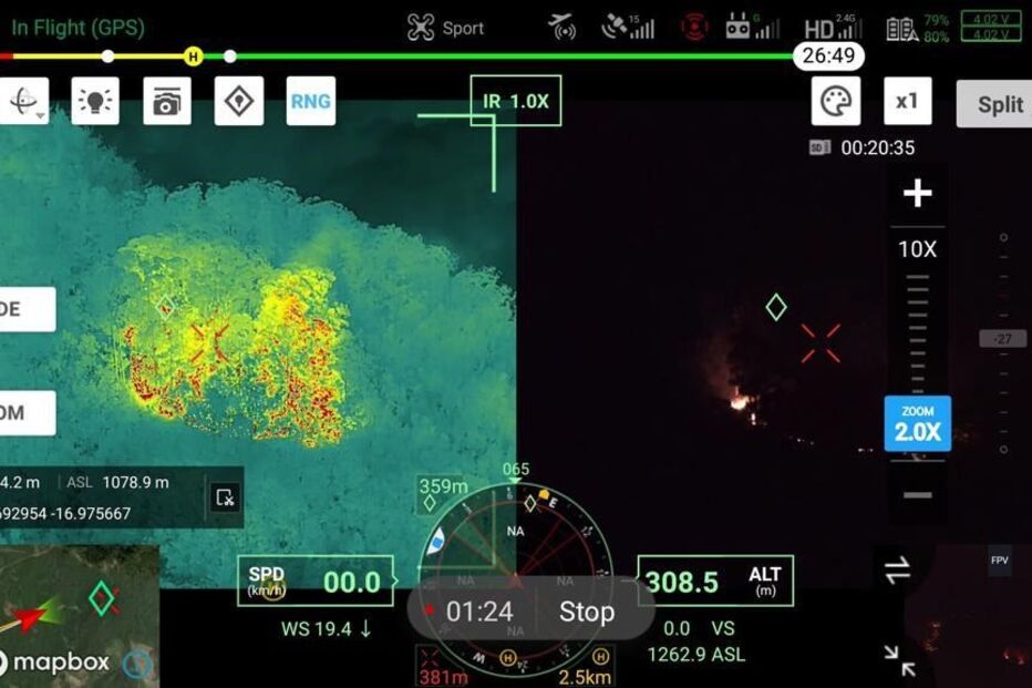 Drones da Forças Armadas detetaram, na madrugada desta quarta-feira, na ilha da Madeira, dois focos de incêndios florestais