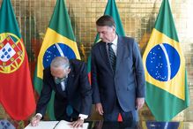 Marcelo Rebelo de Sousa na visita ao Palácio da Alvorada, Brasília onde se encontrou com Bolsonaro