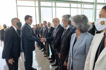 Marcelo Rebelo de Sousa na visita ao Palácio da Alvorada, Brasília onde se encontrou com Bolsonaro