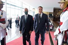 Marcelo Rebelo de Sousa na visita ao Palácio da Alvorada, Brasília onde se encontrou com Bolsonaro