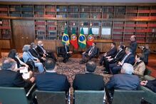 Marcelo Rebelo de Sousa na visita ao Palácio da Alvorada, Brasília onde se encontrou com Bolsonaro