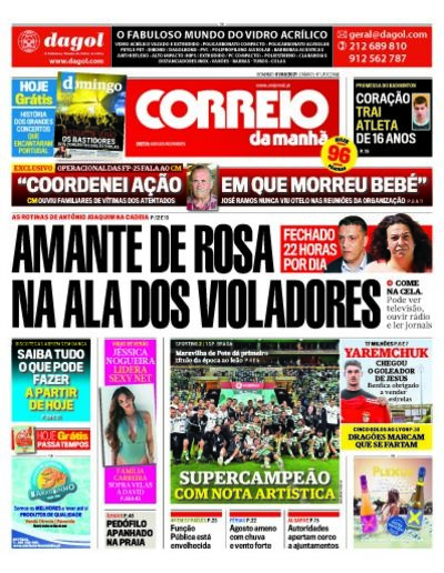 Capa de domingo, 01 de agosto de 2021