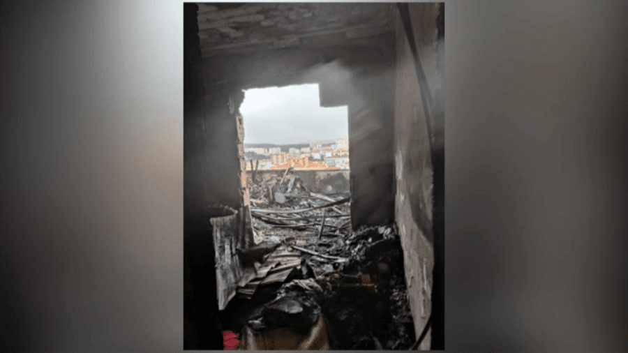 Fogo destruiu interior de alguns apartamentos