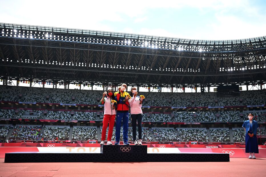 Patrícia Mamona, no pódio dos Jogos Olímpicos