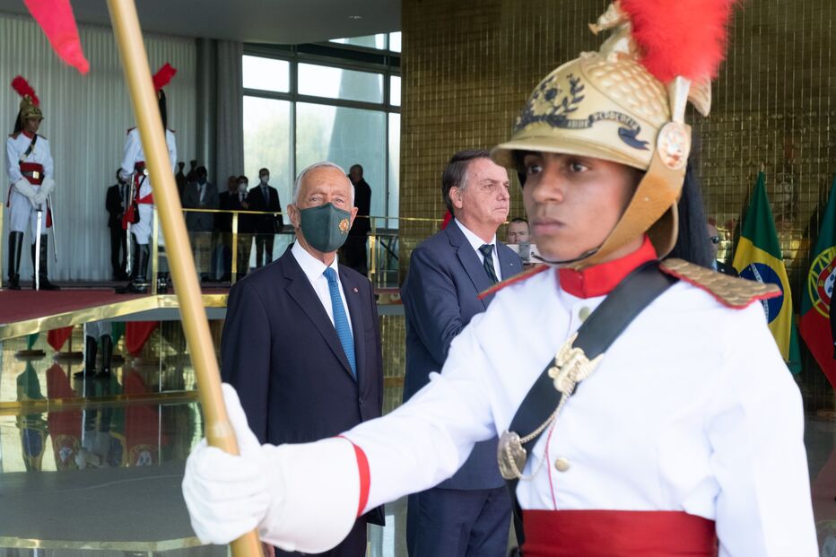 Marcelo Rebelo de Sousa na visita ao Palácio da Alvorada, Brasília onde se encontrou com Bolsonaro