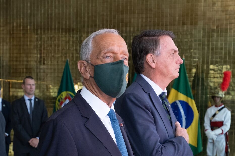Marcelo Rebelo de Sousa na visita ao Palácio da Alvorada, Brasília onde se encontrou com Bolsonaro