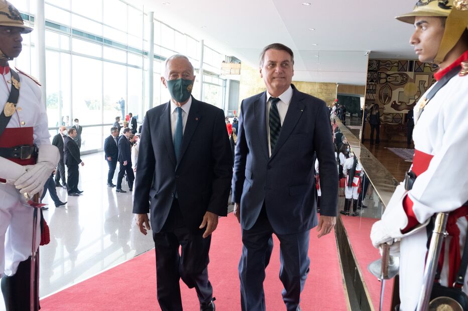 Marcelo Rebelo de Sousa na visita ao Palácio da Alvorada, Brasília onde se encontrou com Bolsonaro