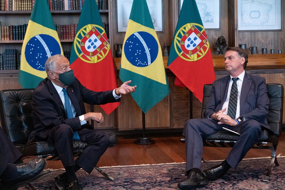 Marcelo Rebelo de Sousa na visita ao Palácio da Alvorada, Brasília onde se encontrou com Bolsonaro