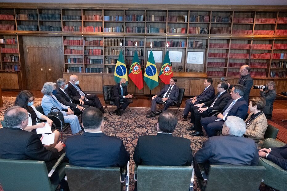Marcelo Rebelo de Sousa na visita ao Palácio da Alvorada, Brasília onde se encontrou com Bolsonaro