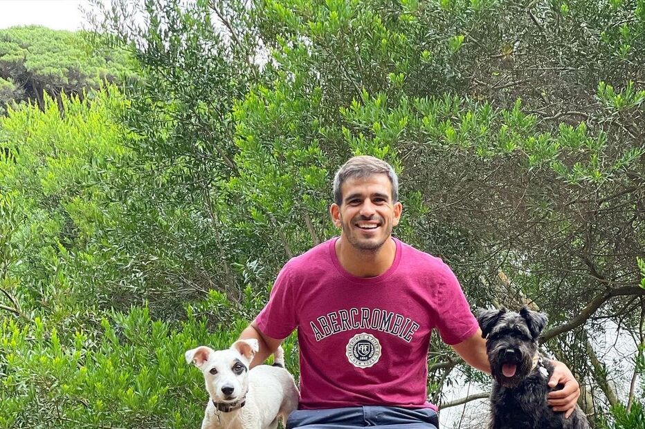 André Santos e o cão de Jani Gabriel