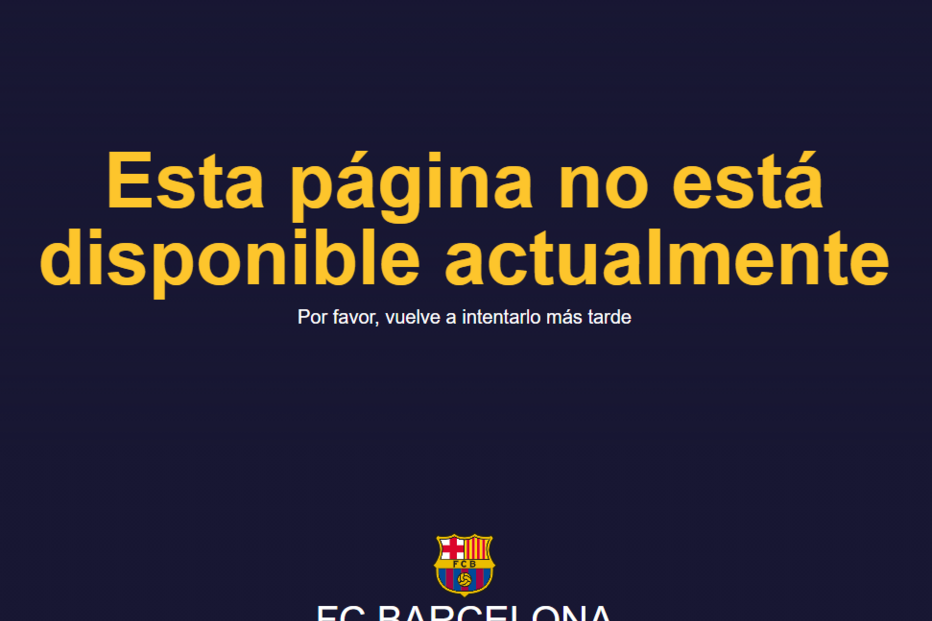 Site do FC Barcelona em baixo