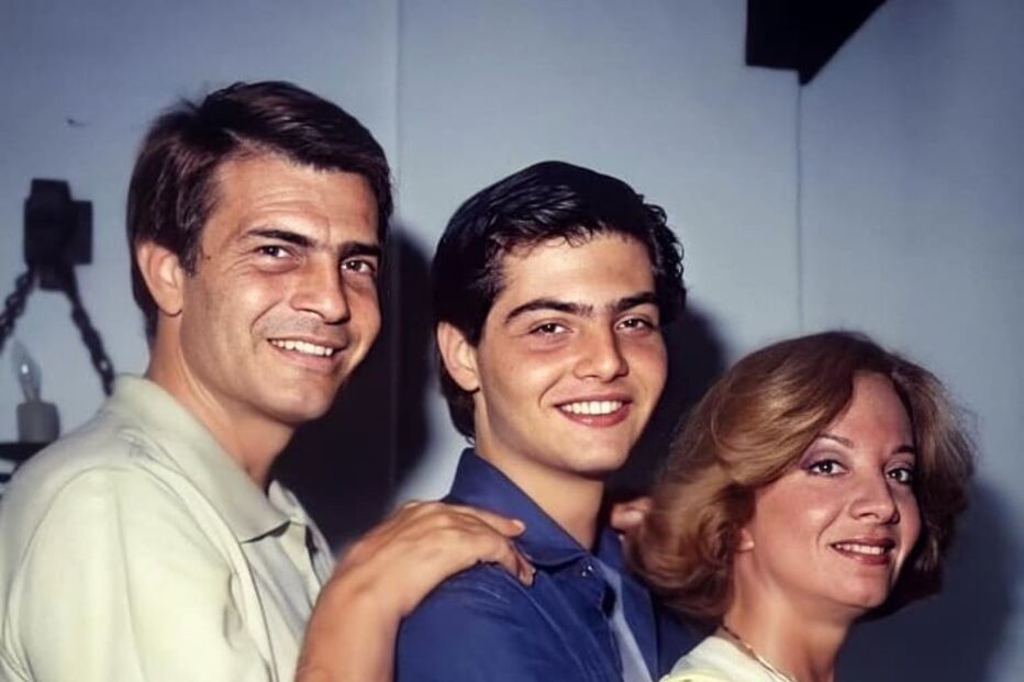 Tarcísio Meira e a mulher Glória Menezes, com o filho