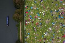 Imagens aéreas do local onde aconteceu o festival Reading