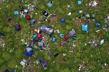 Imagens aéreas do local onde aconteceu o festival Reading
