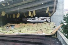 Cobertura da pista de patinagem do Centro de Cultura Contemporânea de Castelo Branco cai devido ao temporal 