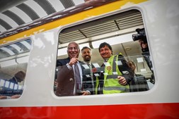 Primeiro-ministro, António Costa, ministro das Infraestruturas, Pedro Nuno Santos, e o presidente demissionário da CP, Nuno Freitas