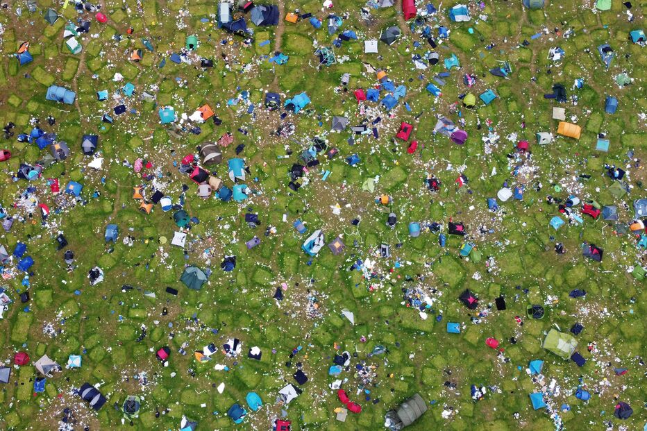 Imagens aéreas do local onde aconteceu o festival Reading