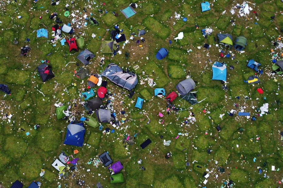 Imagens aéreas do local onde aconteceu o festival Reading