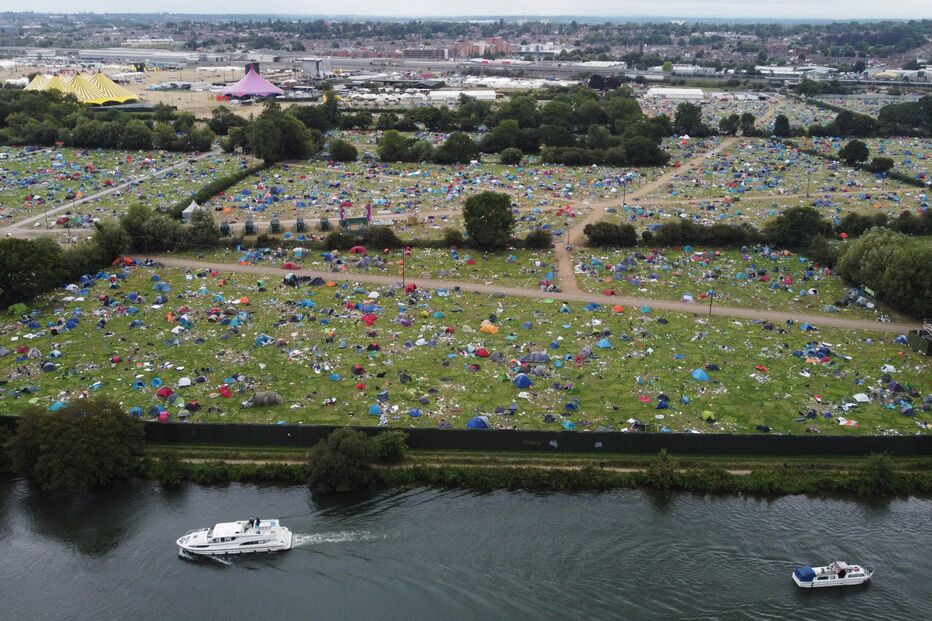 Imagens aéreas do local onde aconteceu o festival Reading