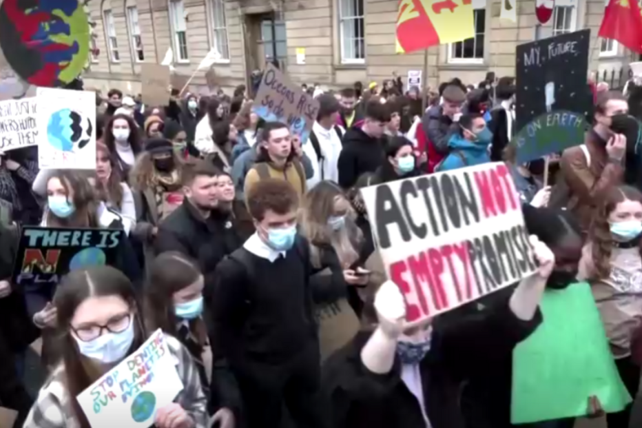 Manifestação em Glasgow contra as alterações climáticas