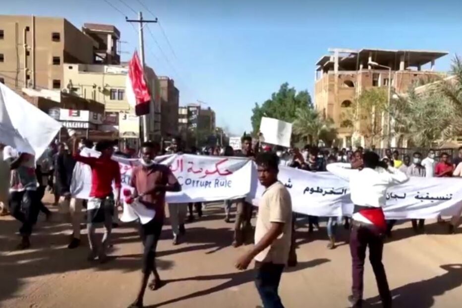 Manifestantes no Sudão