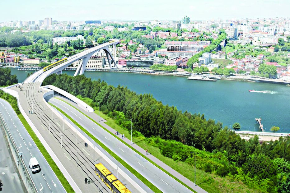 Proposta de Edgar Cardoso inclui pórtico com escoras inclinadas em betão, custando 50,5 milhões. Via ‘aterra’ no Campo Alegre entre Faculdade de Arquitetura e casa de Agustina Bessa-Luís 