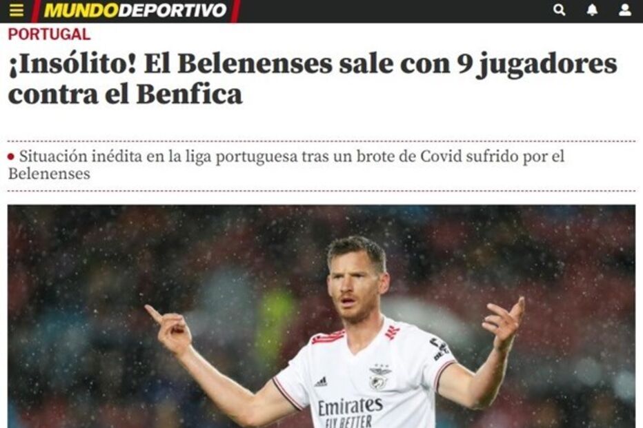 imprensa internacional sobre jogo entre Belenenses SAD-Benfica