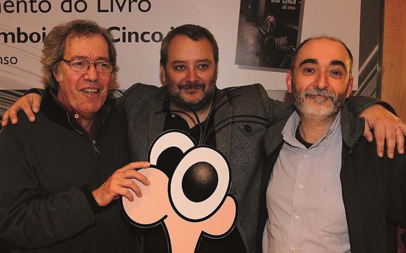João Paulo Cotrim com Sérgio Godinho e o cartoonista Luís Afonso 