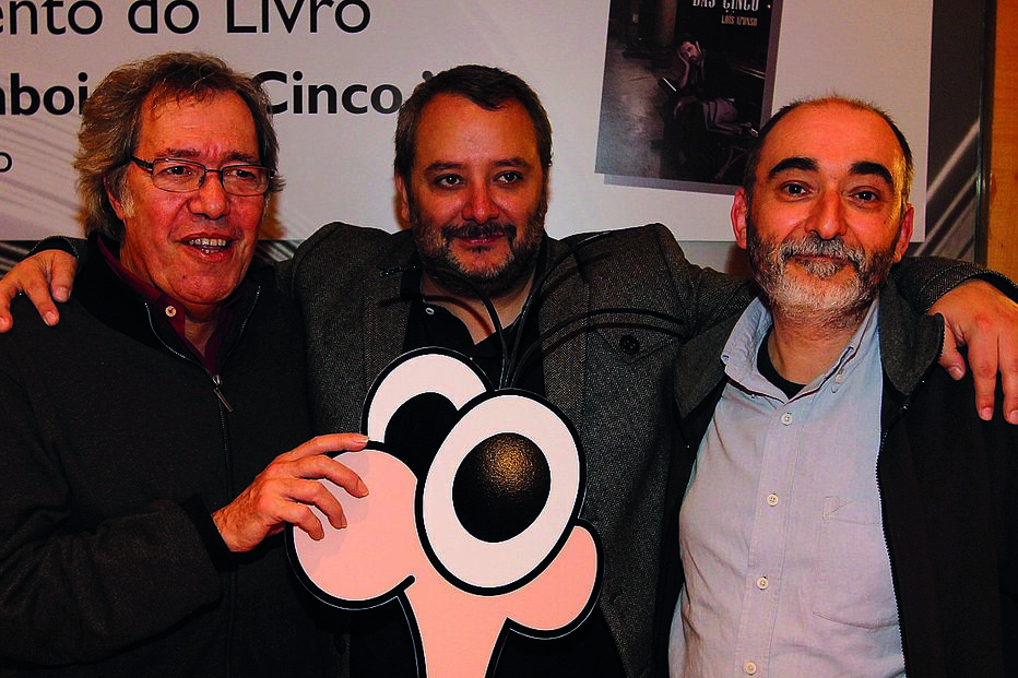 João Paulo Cotrim com Sérgio Godinho e o cartoonista Luís Afonso 